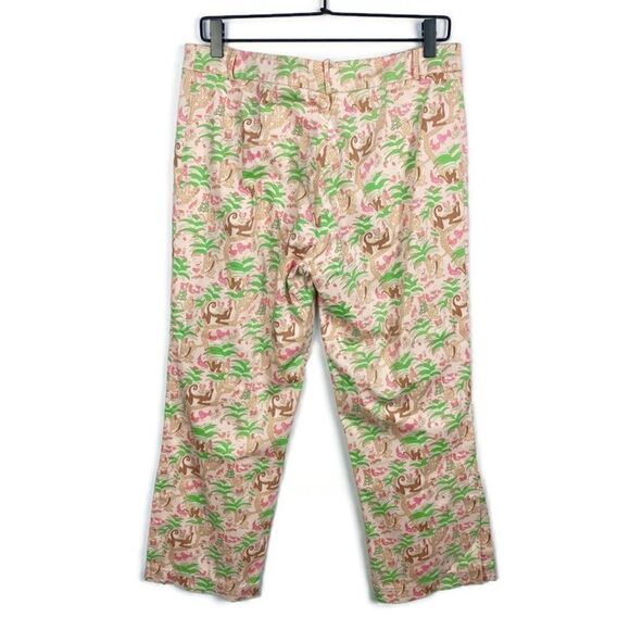 Vintage Tibi Jungle Print Pants Pink Green Animal Print Tropical Designer 10 - Picture 2 of 14